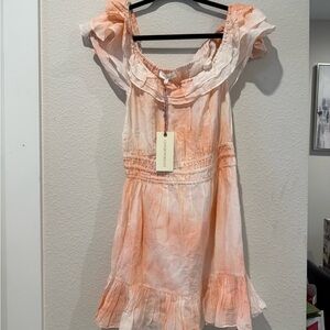 LoveShackFancy Kamie Peach Twist Dye Dress